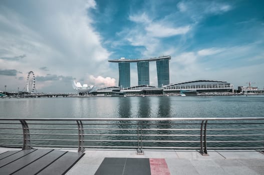 SINGAPORE-MARCH 31: The Marina Bay Sands Resort Hotel on Mar 31, 2011 in Singapore. It is an integrated resort and the worlds most expensive standalone casino property at S$8 billion.