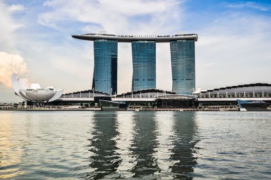 SINGAPORE-MARCH 31: The Marina Bay Sands Resort Hotel on Mar 31, 2011 in Singapore. It is an integrated resort and the worlds most expensive standalone casino property at S$8 billion.