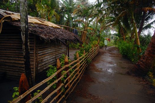 Timber fence at village, Papua New Guinea