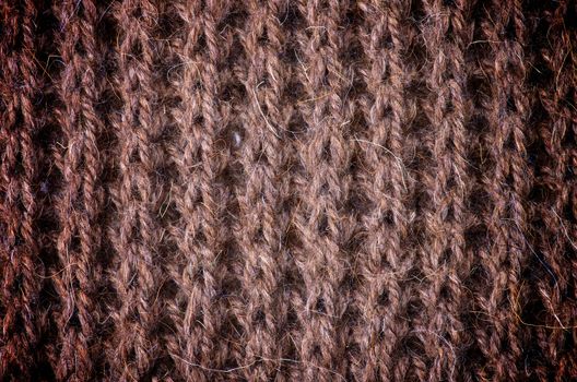 Brown Fluffy Woven Wool Background closeup