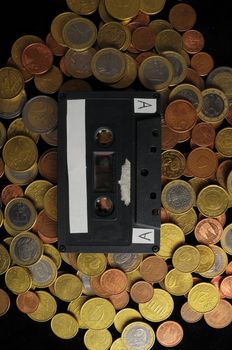 Money Music Concept Tape Musicassette and Coins