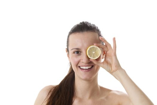 young woman with a lemon