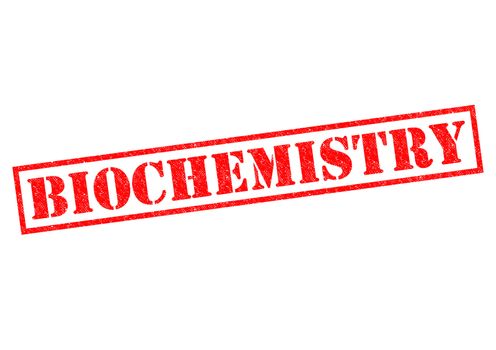 BIOCHEMISTRY red Rubber Stamps over a white background.