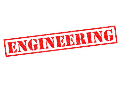 ENGINEERING red Rubber Stamp over a white background.