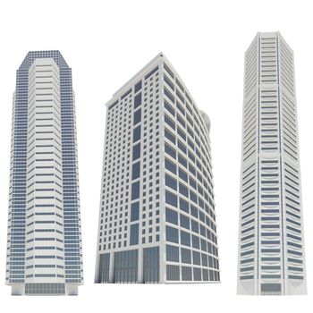 Skyscrapers. Isolated render on a white background