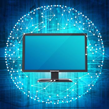 Monitor and sphere consisting of connections. The concept connections