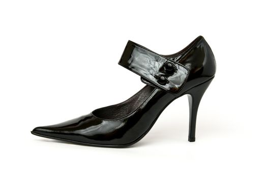 Black high heel shoe isolated on white
