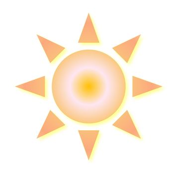 Yellow sun as weather icon in white background