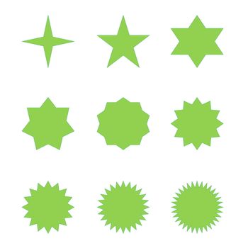 Set of many different green stars in white background