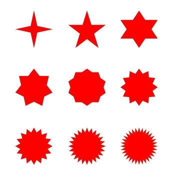 Set of many different red stars in white background