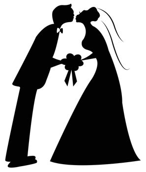 kissing the bride, sketch vector