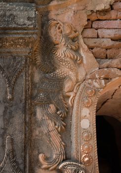 Bird image on ancient Burmese Buddhist pagodas Nyaung Ohak in the village of Indein on Inlay Lake in Shan State, Myanmar (Burma).