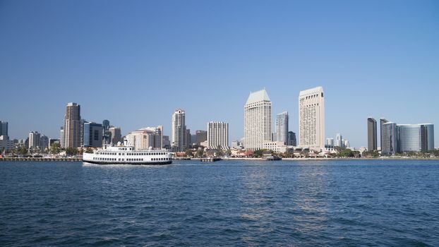 Scenic San Diego Bay and tall buildings downtown