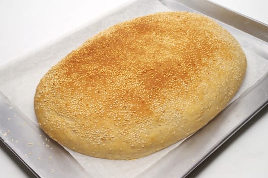 Sesame bread in tray