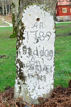 stone monument on Sundsby manor welcomes you and welcome back