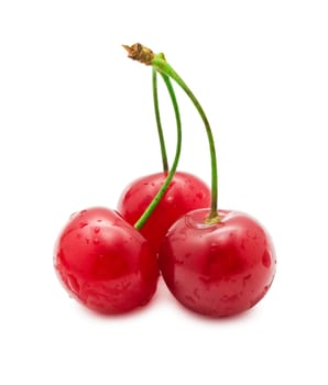 Beautiful red cherry isolated on white background