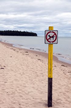 No dogs allowed - sign on the beach in Wisconsin