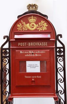 Vintage danish post box. Photo taken in the Royal Danish Post Museum. Copenhagen, Denmark.