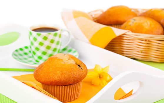 muffin with coffee cup, for breakfast