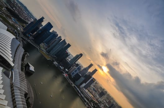 Singapore city skyline Marina Sands Bay on top