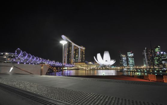 Singapore, Singapore - March 31, 2001: The Marina Bay Sands Resort Hotel on Mar 31, 2011 in Singapore. It is an integrated resort and the worlds most expensive standalone casino property at 8 S Dollar billion.