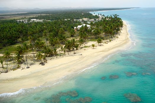 Empty beach seen from above. The dominican republic.
