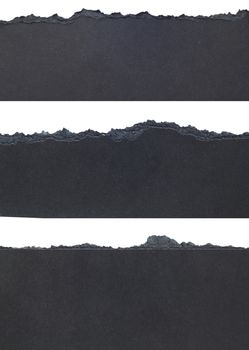 Black Torn Paper Borders isolated on white background