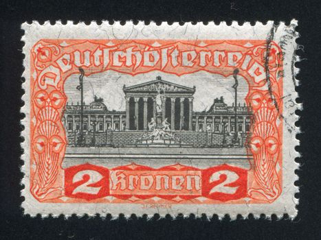 AUSTRIA - CIRCA 1919: stamp printed by Austria, shows Parliament
Building, circa 1919