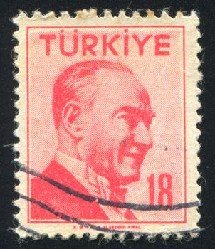 TURKEY - CIRCA 1957: stamp printed by Turkey, shows president Kemal Ataturk, circa 1957.