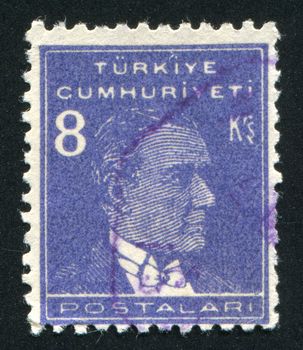 TURKEY - CIRCA 1942: stamp printed by Turkey, shows president Kemal Ataturk, circa 1942.