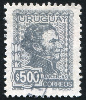 URUGUAY - CIRCA 1972: stamp printed by Uruguay, shows Jose Gervasio Artigas, circa 1972