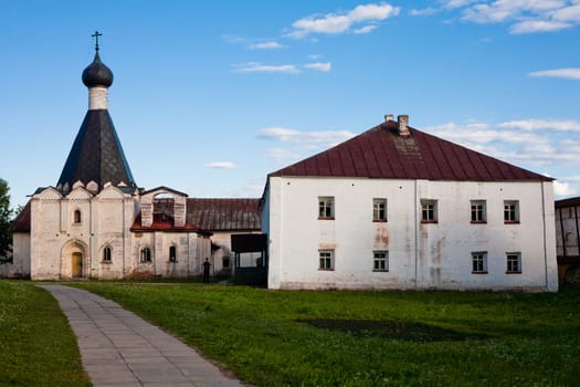 An old white church in Kirillov abbey
