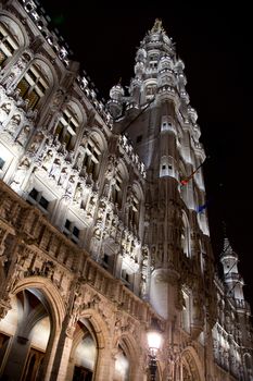 The buildings of the Grand Place of Brussels are illuminated during the winyre wonders happening