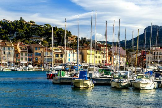 The beautiful town of Cassis in the French Riviera photographed during a clear morning 