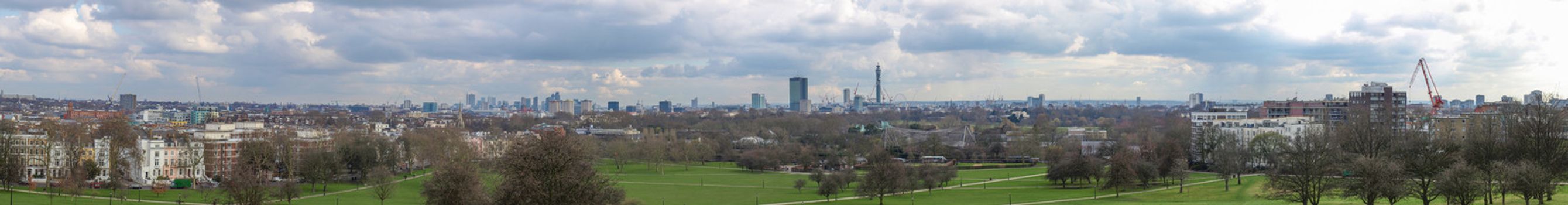 LONDON, UK - MARCH 05, 2009: Panoramic view of the city skyline seen from Primrose Hill