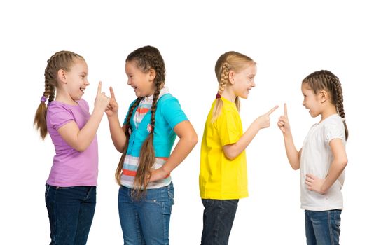 small group of girls stand in a row