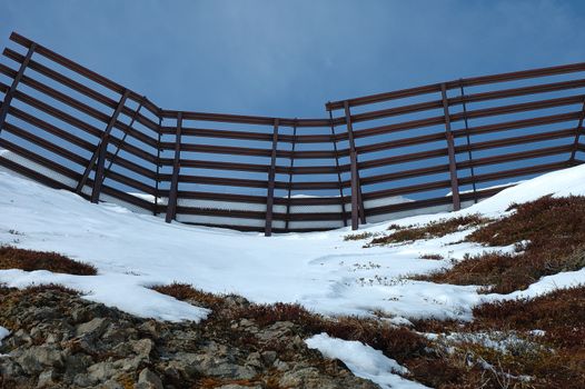 Anti avalanche structure on the side of a mountain in Austria nearby Kaltenbach in Zillertal valley