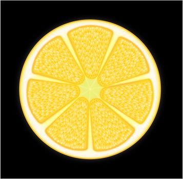 A cross section slice of citrus orange 

