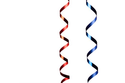 Colorful, curly  streamers isolated on white background