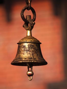 old bell in golden temple in Nepal   