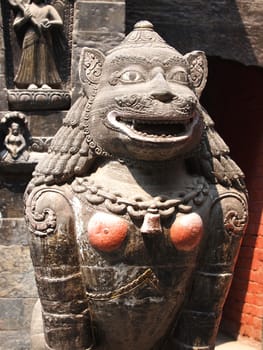 stone guardian i buddhist temple in pathan Nepal         