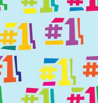 Seamless background pattern of number one in different colors