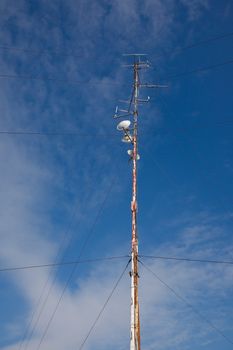 Antennas on a metal mast