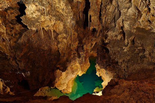 Limestone formations inside a cave