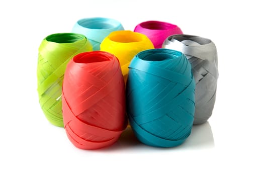 Set of colorful paper ribbons on white background