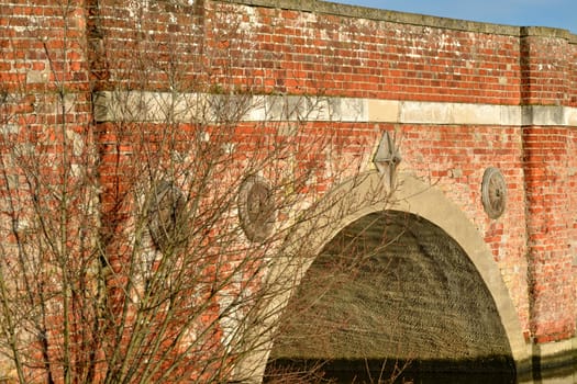 part of traditional red brick bridge