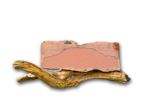Wooden sign isolated isolated on white