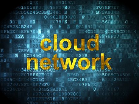Cloud networking concept: pixelated words Cloud Network on digital background, 3d render