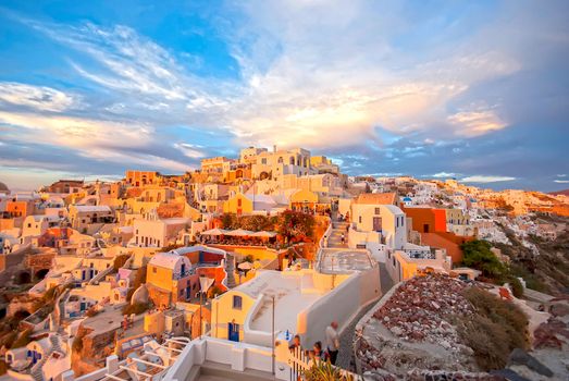 Oia Santorini Greece famous with romantic and beautiful sunsets