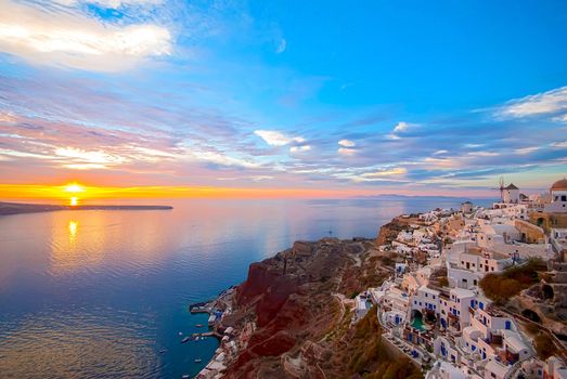 Oia Santorini Greece famous with romantic and beautiful sunsets